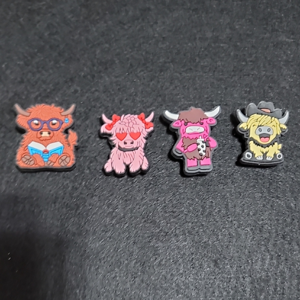 Cute Highland Cow Croc Charm Set